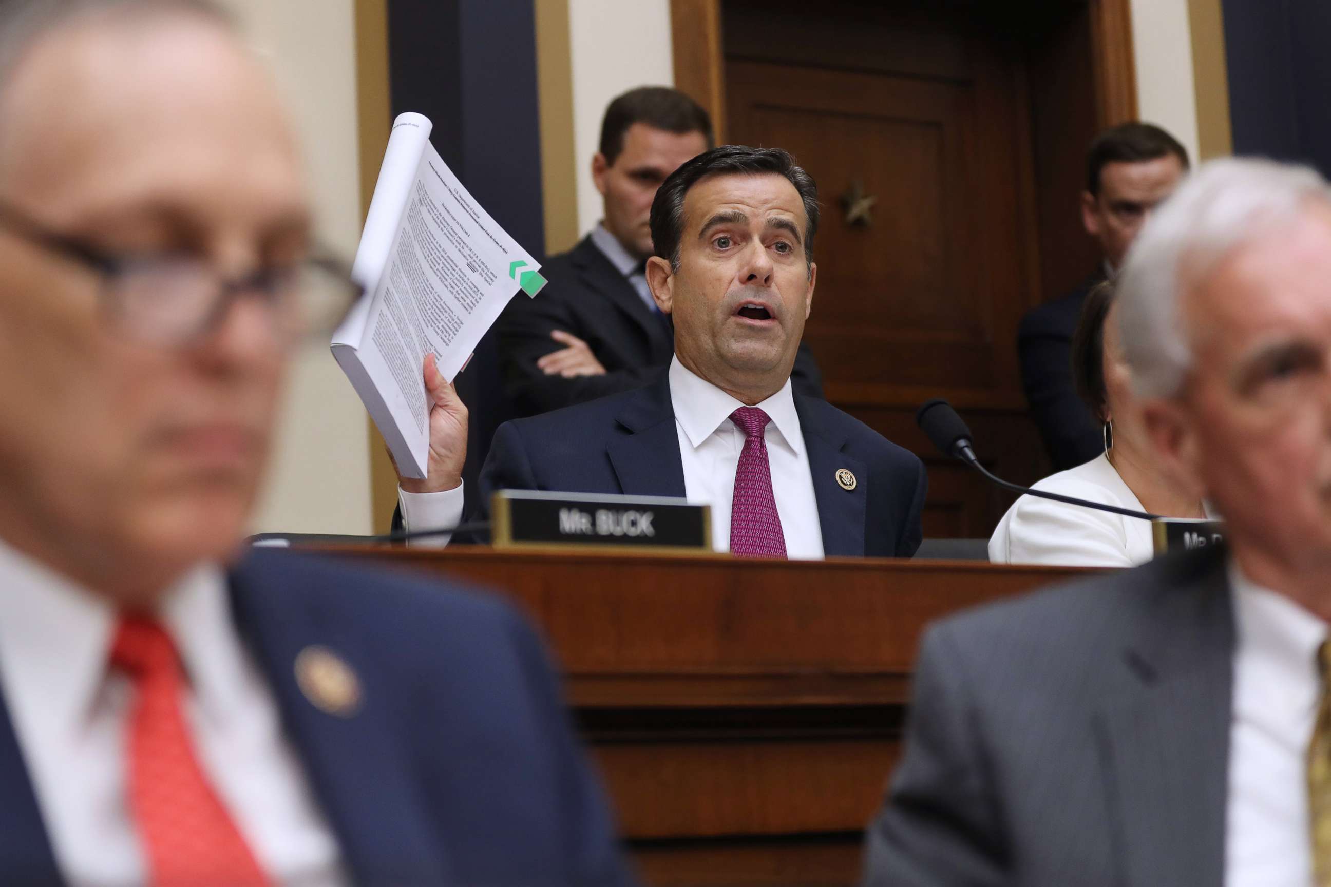 PHOTO: Rep. John Ratcliffe questions former Special Counsel Robert Mueller as he testifies before the House Judiciary Committee about his report on Russian interference in the 2016 presidential election, July 24, 2019, in Washington, D.C.