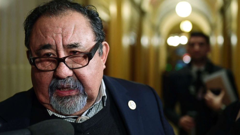 PHOTO: Rep. Raul Grijalva speaks with reporters on Capitol Hill in Washington, Jan. 17, 2018.