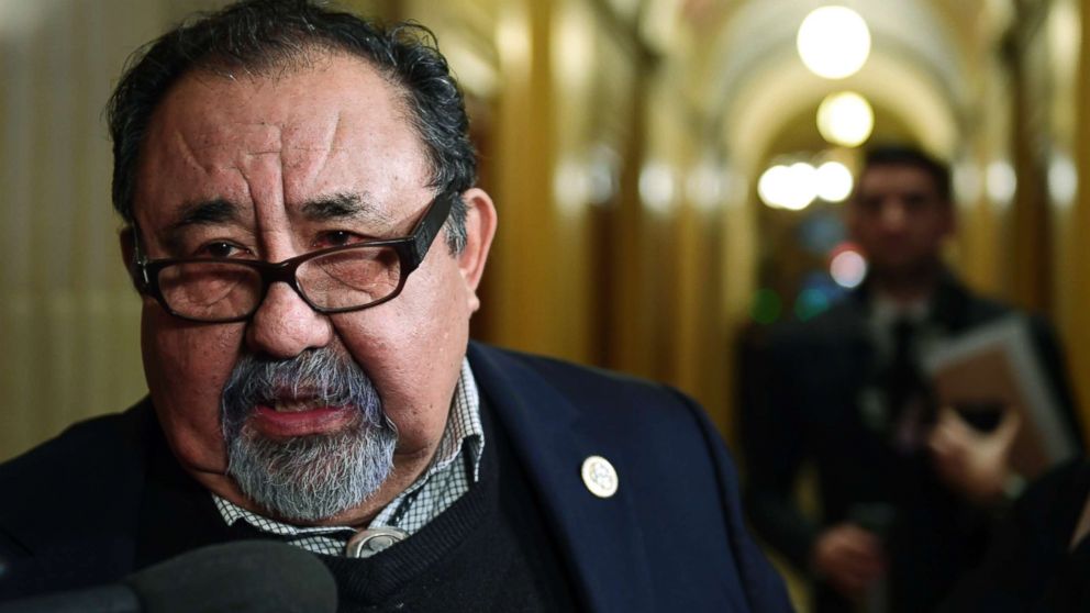 Rep. Raul Grijalva speaks with reporters on Capitol Hill in Washington, Jan. 17, 2018.