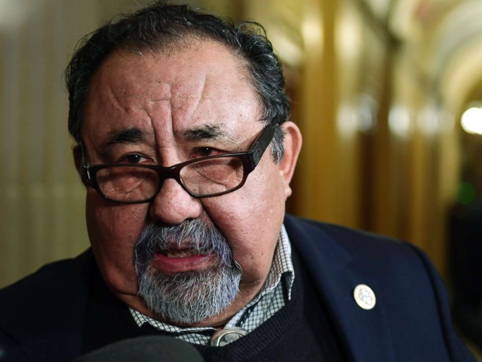 PHOTO: Rep. Raul Grijalva speaks with reporters on Capitol Hill in Washington, Jan. 17, 2018.