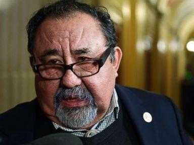 PHOTO: Rep. Raul Grijalva speaks with reporters on Capitol Hill in Washington, Jan. 17, 2018.