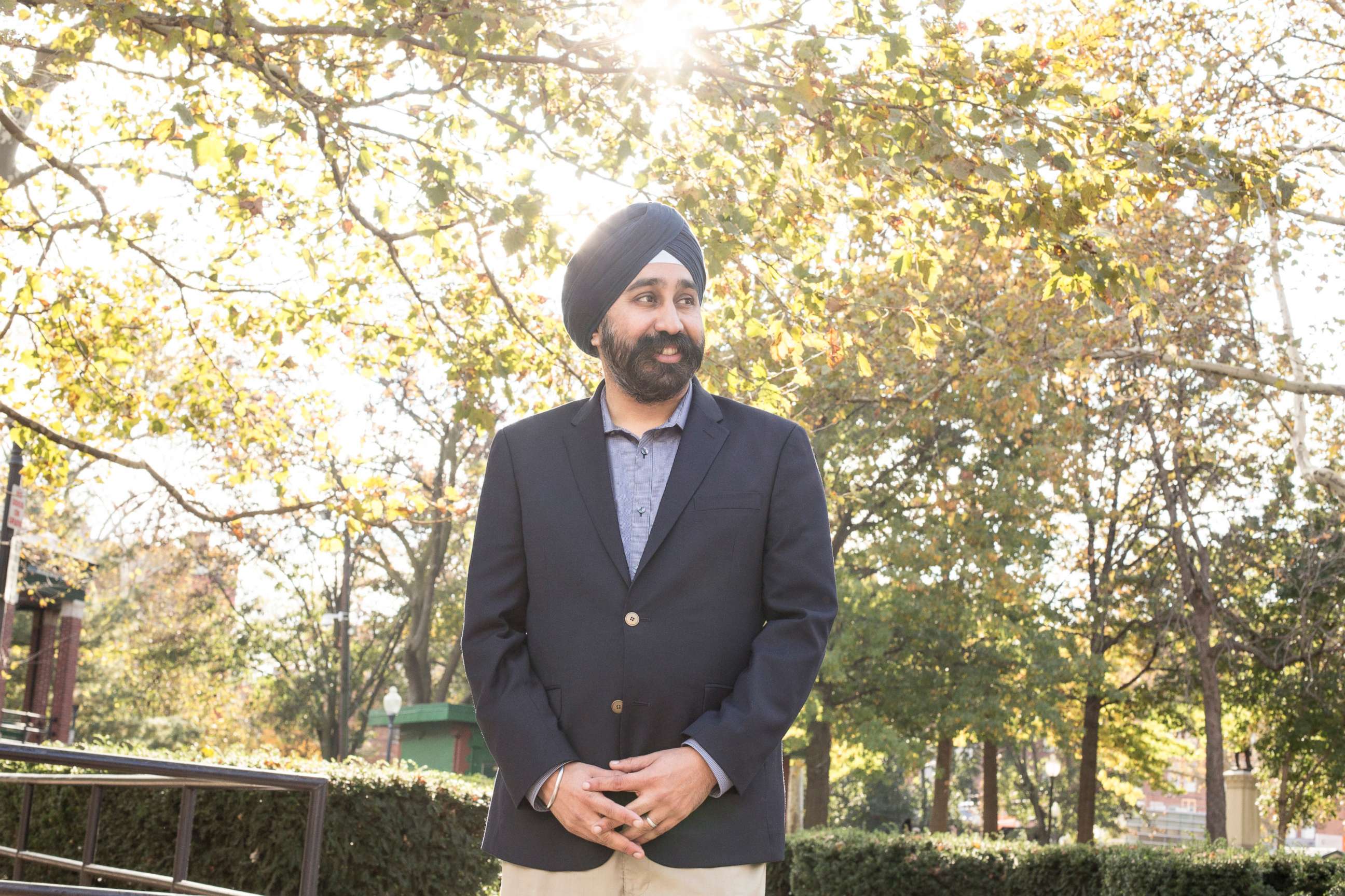 PHOTO: Ravi Bhalla, the first Sikh elected mayor in New Jersey, and one of only a few Sikhs to become mayor nationwide, in Hoboken, N.J., Nov. 8, 2017.