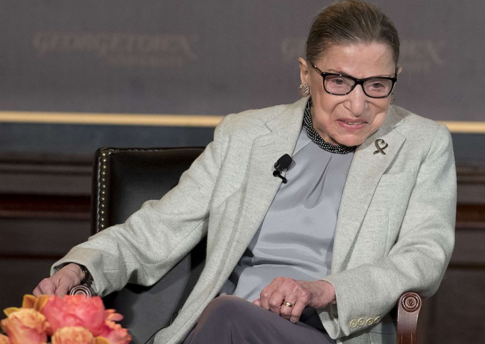 PHOTO: Associate Justice of the U.S. Supreme Court Ruth Bader Ginsburg speaks at Georgetown University in Washington, April 27, 2017. 
