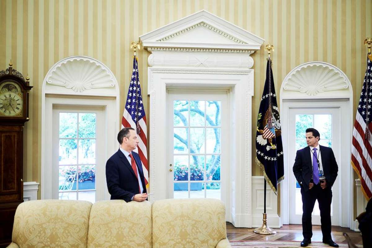 PHOTO: Reince Priebus, the Chief of Staff, and White House Communications Director Anthony Scaramucci in the Oval Office on July 27, 2017.