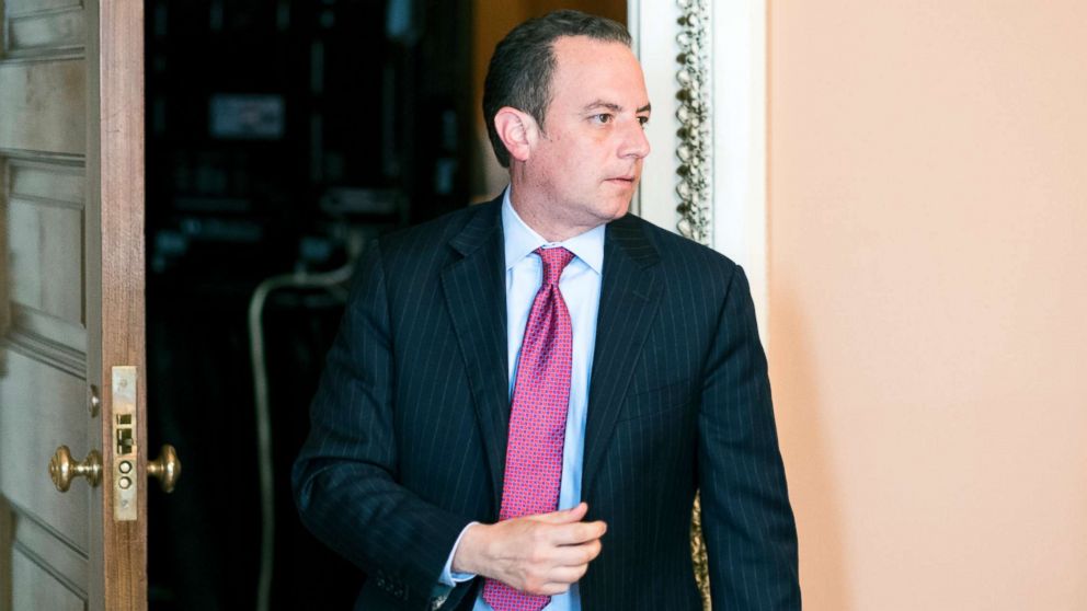 Reince Priebus, chief of staff for President Donald Trump, leaves the Senate Republicans' policy lunch in the Capitol, June 27, 2017.
