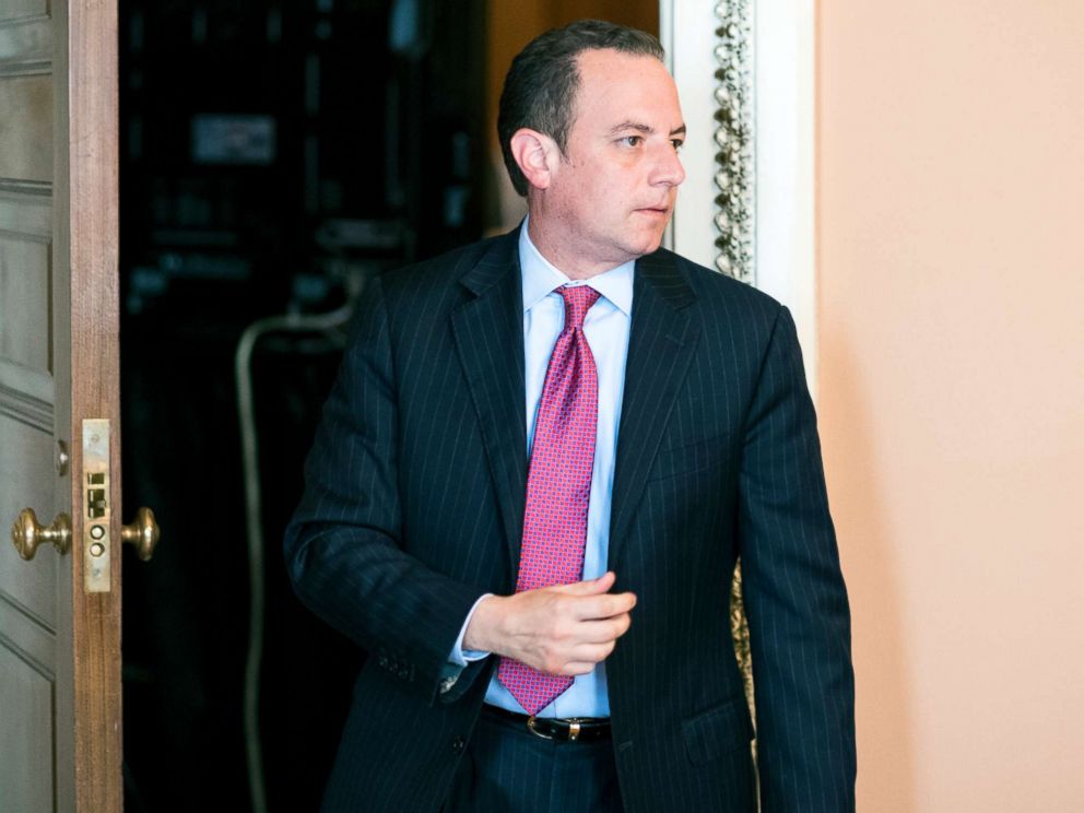PHOTO: Reince Priebus, chief of staff for President Donald Trump, leaves the Senate Republicans policy lunch in the Capitol, June 27, 2017.