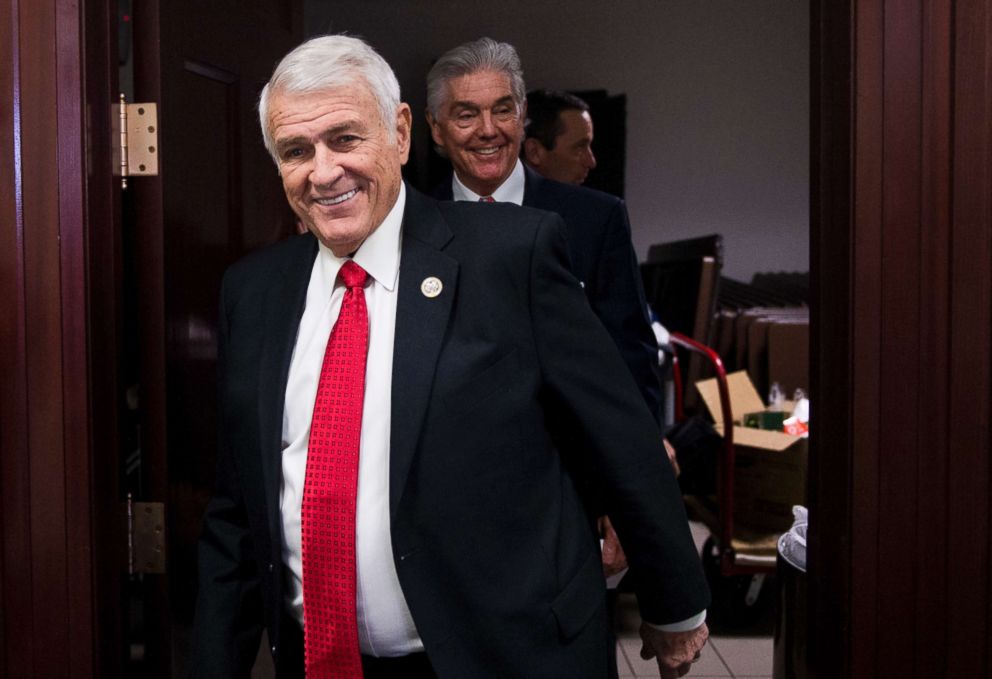 PHOTO: Rep. John Carter, R-Texas, leaves the House Republican Conference meeting in the basement of the Capitol on Tuesday, Feb. 14, 2017.