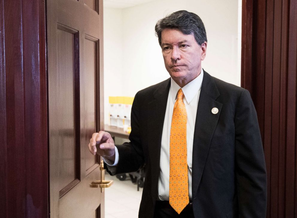 PHOTO: Rep. John Faso leaves the House Republican Conference meeting in the Capitol, June 6, 2018.