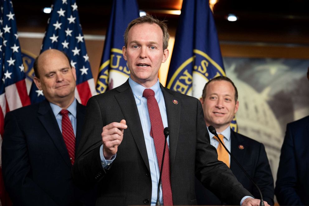 PHOTO: Rep. Ben McAdams speaks during a press conference in Washington, Feb. 11, 2020.