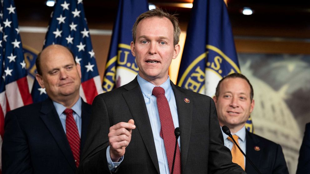 PHOTO: Rep. Ben McAdams speaks during a press conference in Washington, Feb. 11, 2020.