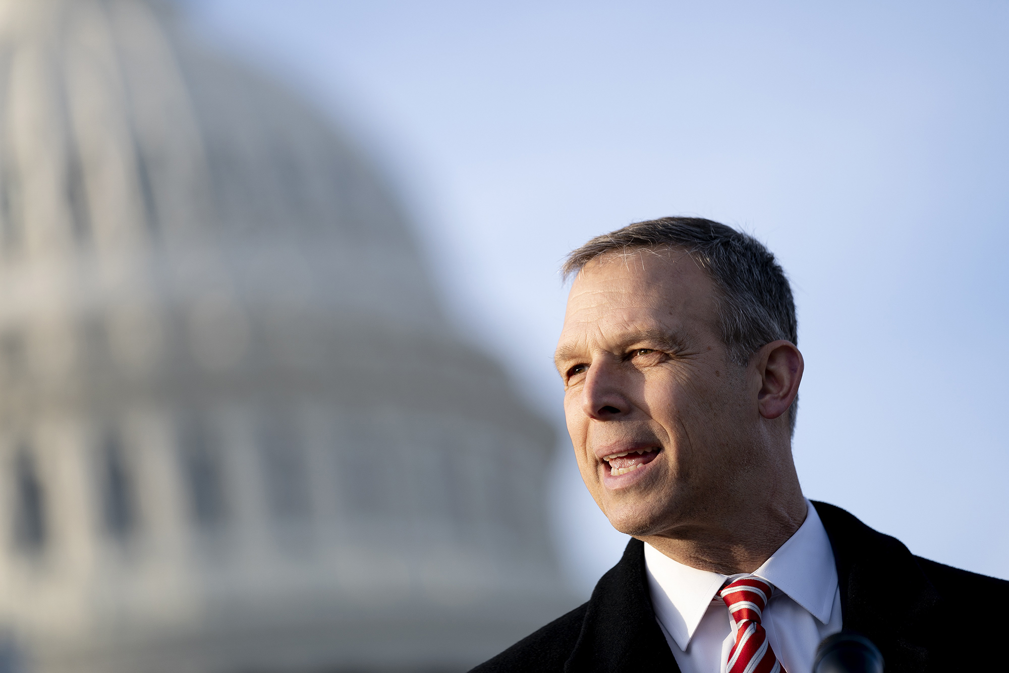 PHOTO: Representative Scott Perry speaks during a news conference with members of the Freedom Caucus outside the U.S. Capitol in Washington, Dec. 3, 2020.