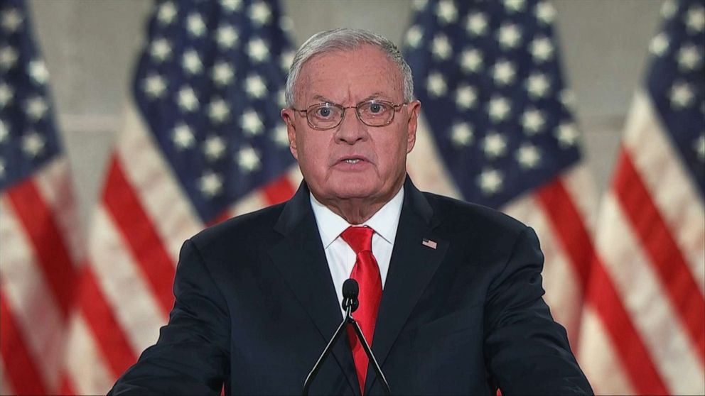 PHOTO: Retired Lt. Gen. Keith Kellogg, national security adviser to Vice President Mike Pence, speaks during the third night of the 2020 Republican National Convention, Aug. 26, 2020