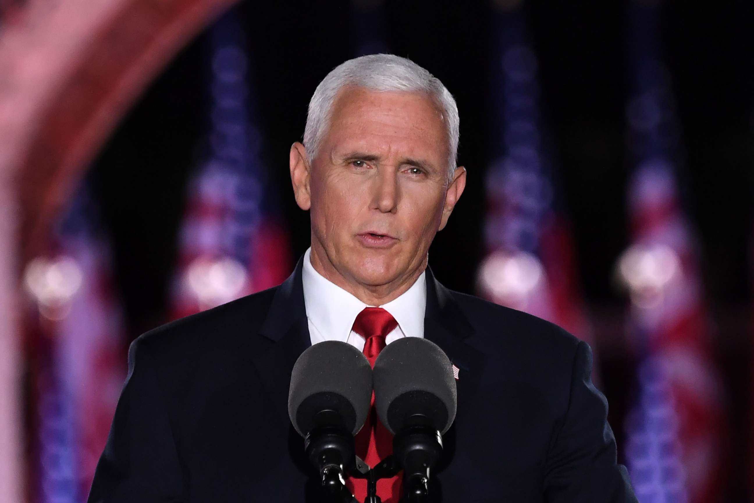 PHOTO: Vice President Mike Pence speaks during the third night of the Republican National Convention at Fort McHenry National Monument in Baltimore, Aug. 26, 2020.