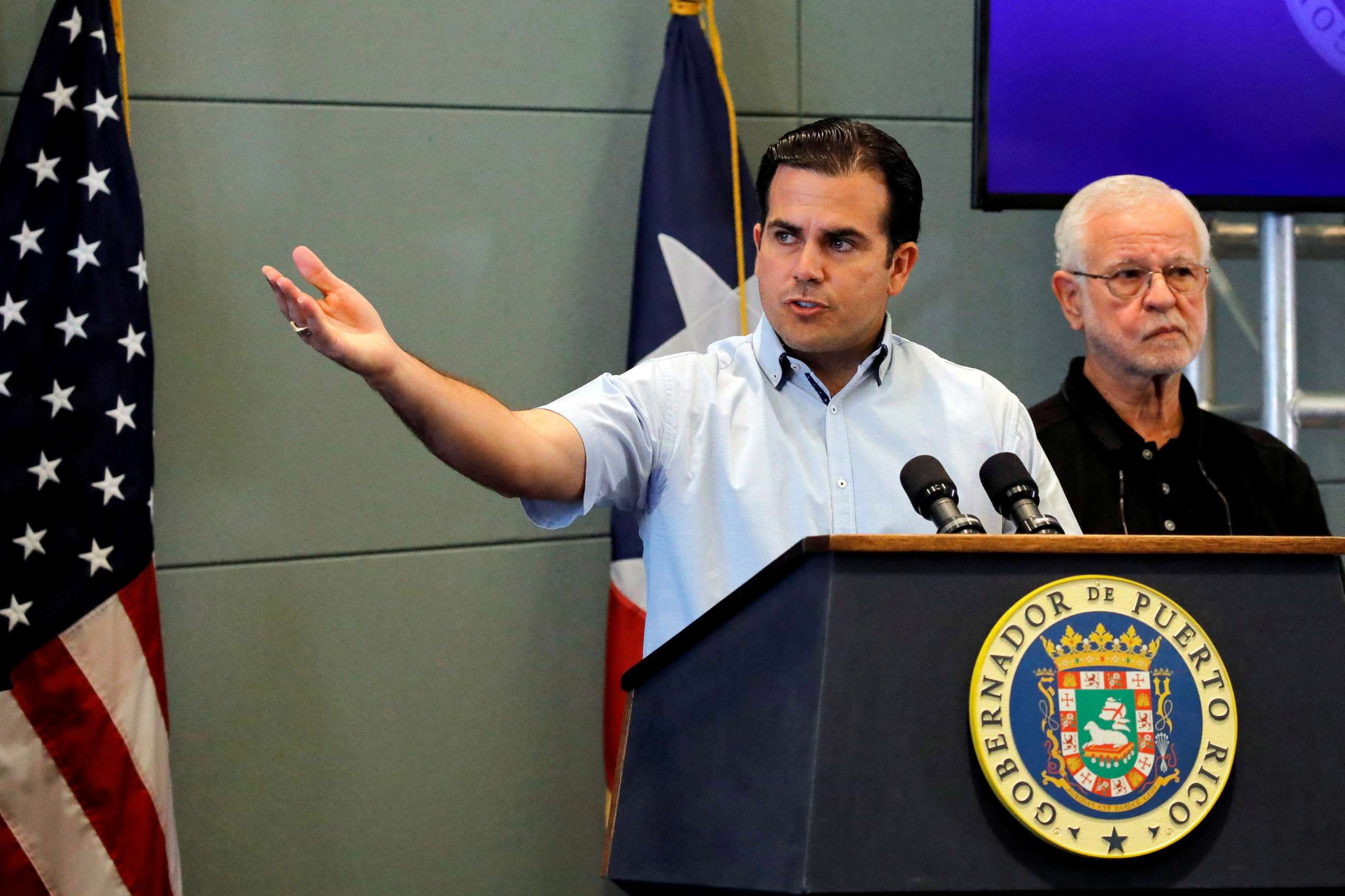 PHOTO: Governor of Puerto Rico Ricardo Rossello speaks during a news conference days after Hurricane Maria hit Puerto Rico, in San Juan, Puerto Rico, Sept. 30, 2017.