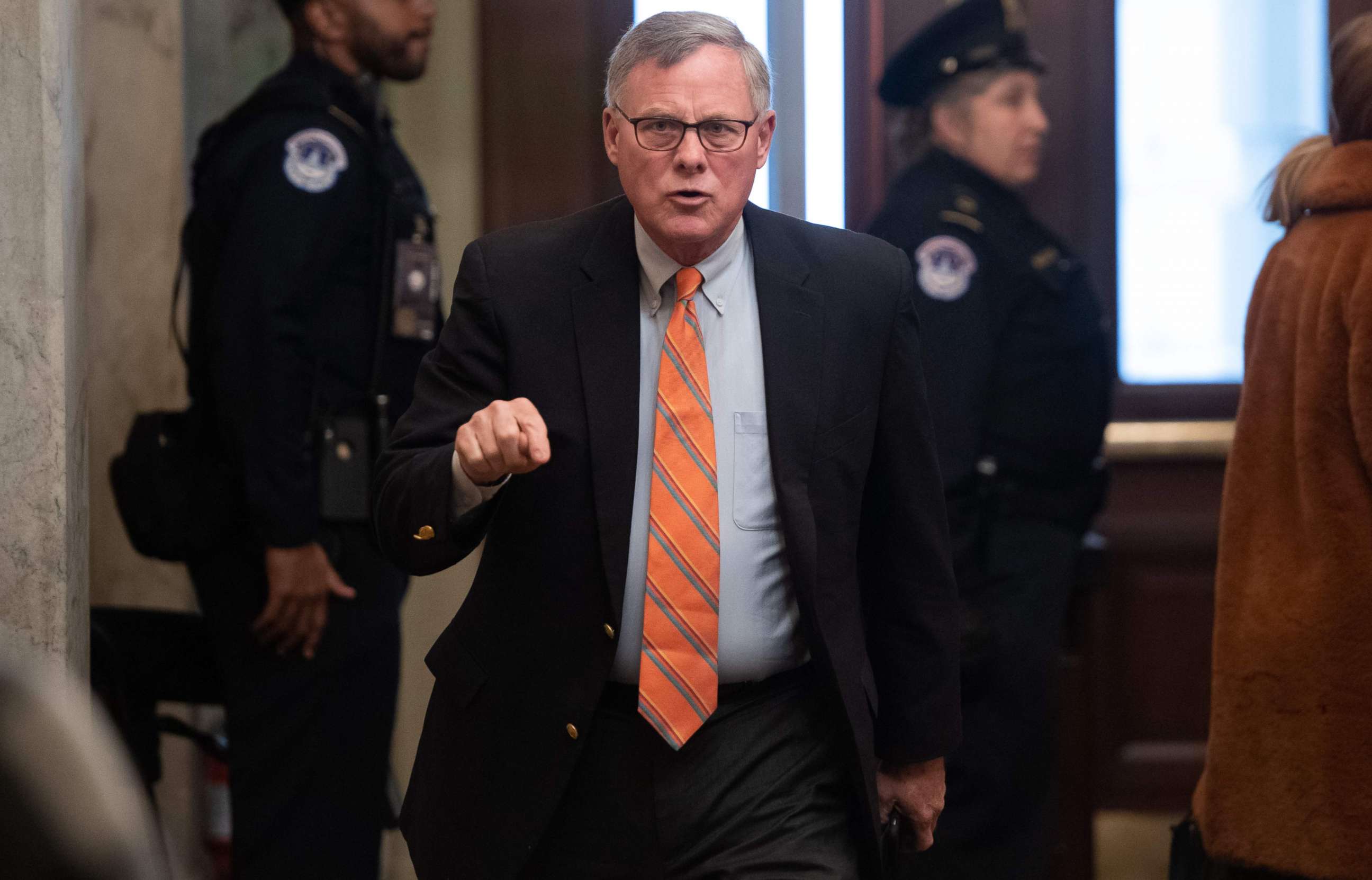 PHOTO: In this file photo taken on Jan. 21, 2020, Sen. Richard Burr, R-N.C., arrives for the Senate impeachment trial of President Donald Trump at the Capitol in Washington, D.C. 