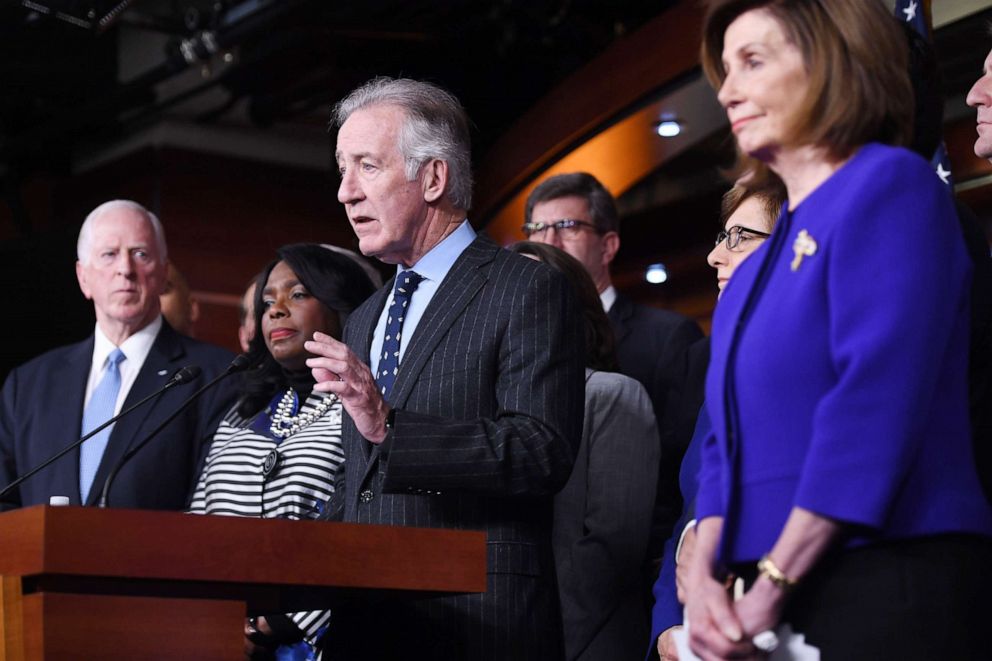 PHOTO: House Ways and Means Committee Chairman Richard Neal, speaks about the US - Mexico - Canada Agreement, known as the USMCA, on Capitol Hill in Washington, D.C., Dec. 10, 2019.