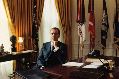 PHOTO: President Richard Nixon poses for a photo in the Oval Office of the White House in Washington.