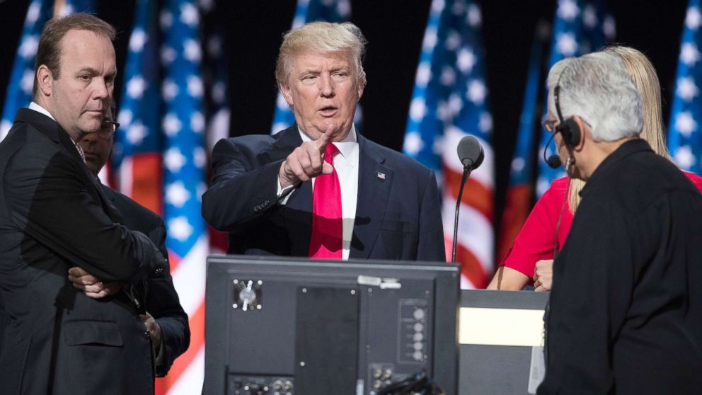 PHOTO: Rick Gates, left, with Donald Trump at the walk through at the Republican National Convention, July 21, 2016, in Cleveland.