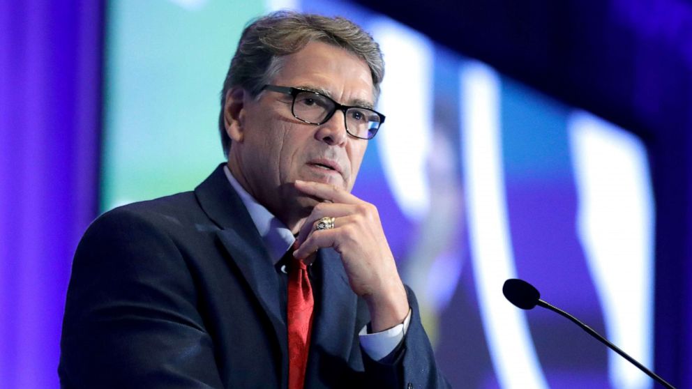 PHOTO: Energy Secretary Rick Perry speaks at the California GOP fall convention in Indian Wells, Calif., Sept. 6, 2019. 