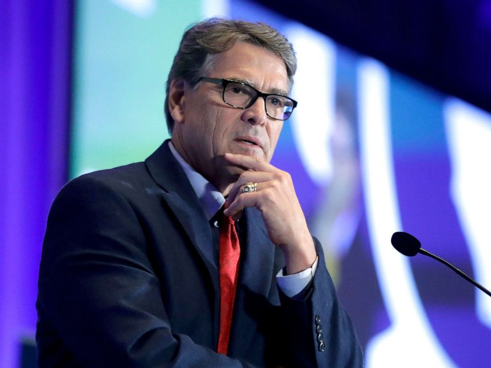 PHOTO: Energy Secretary Rick Perry speaks at the California GOP fall convention in Indian Wells, Calif., Sept. 6, 2019. 