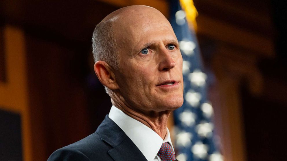 PHOTO: Senator Rick Scott speaks at a news conference, July 26, 2022, in Washington.