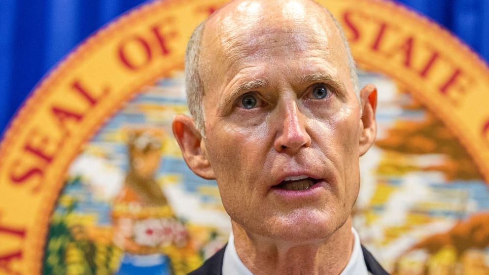 Florida Governor Rick Scott lays out his school safety proposal during a press conference at the Florida Capitol in Tallahassee, Fla., Feb 23, 2018.