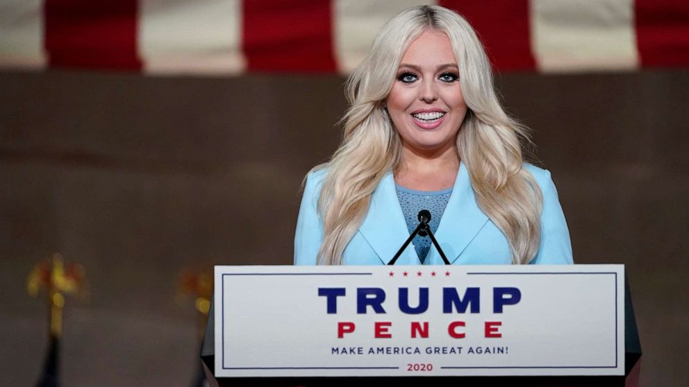 PHOTO: Tiffany Trump speaks as she tapes her speech for the second day of the Republican National Convention from the Andrew W. Mellon Auditorium in Washington, Aug. 25, 2020.