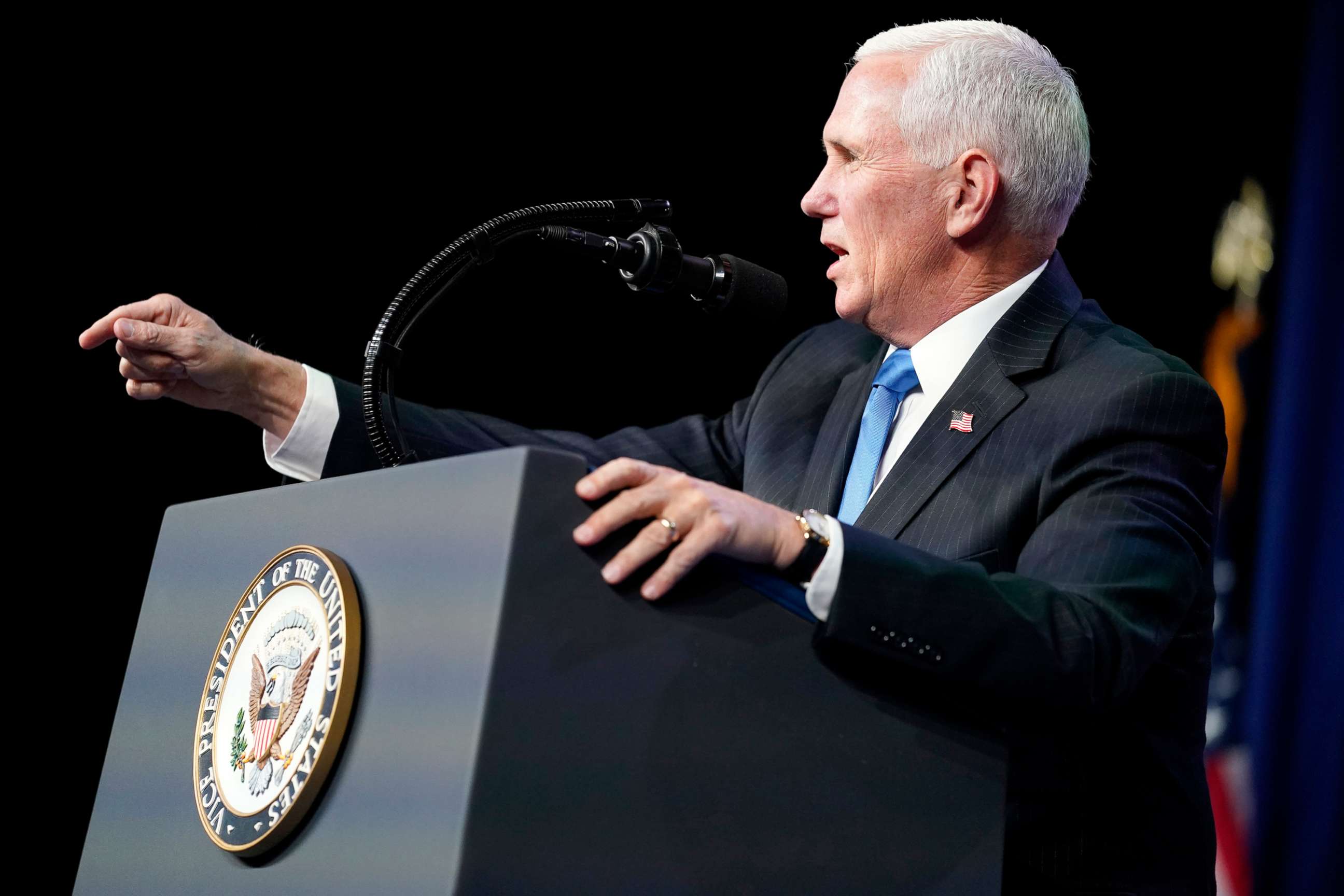PHOTO: Vice President Mike Pence speaks at the 2020 Republican National Convention in Charlotte, Aug. 24, 2020.