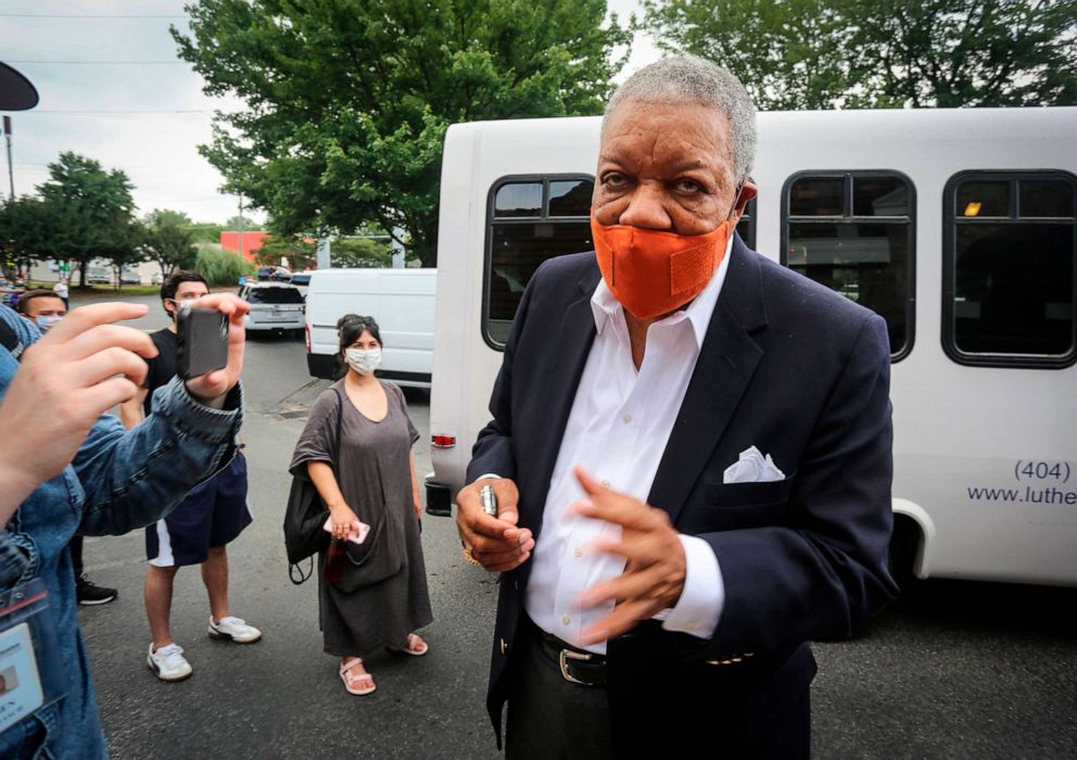 PHOTO: Fulton County Commission Chairman Robb Pitts speaks to reporters about voting problems in his county in Atlanta, June 9, 2020.