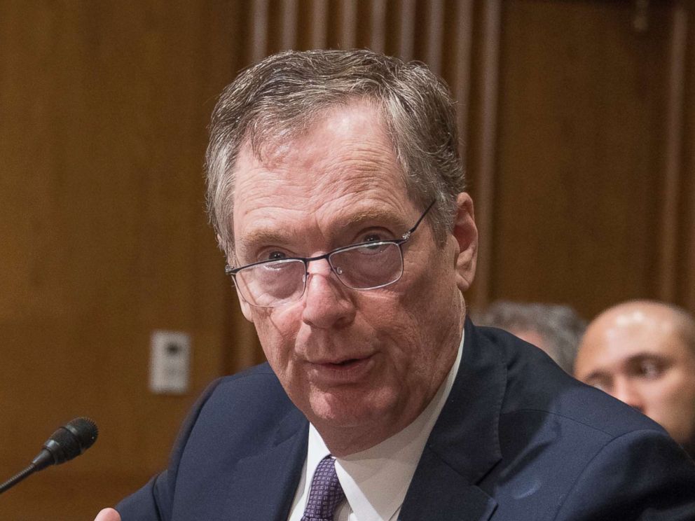 PHOTO: Robert Lighthizer, U.S. Trade Representative, testifies before the U.S. Senate Committee on Finance on "The President's 2018 Trade Policy Agenda" on Capitol Hill in Washington, March 22, 2018.