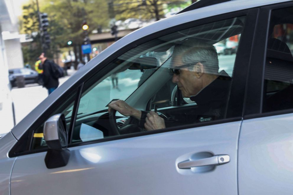 PHOTO: Special Counsel Robert Mueller arrives at his office building in Washington,  April 12, 2019.