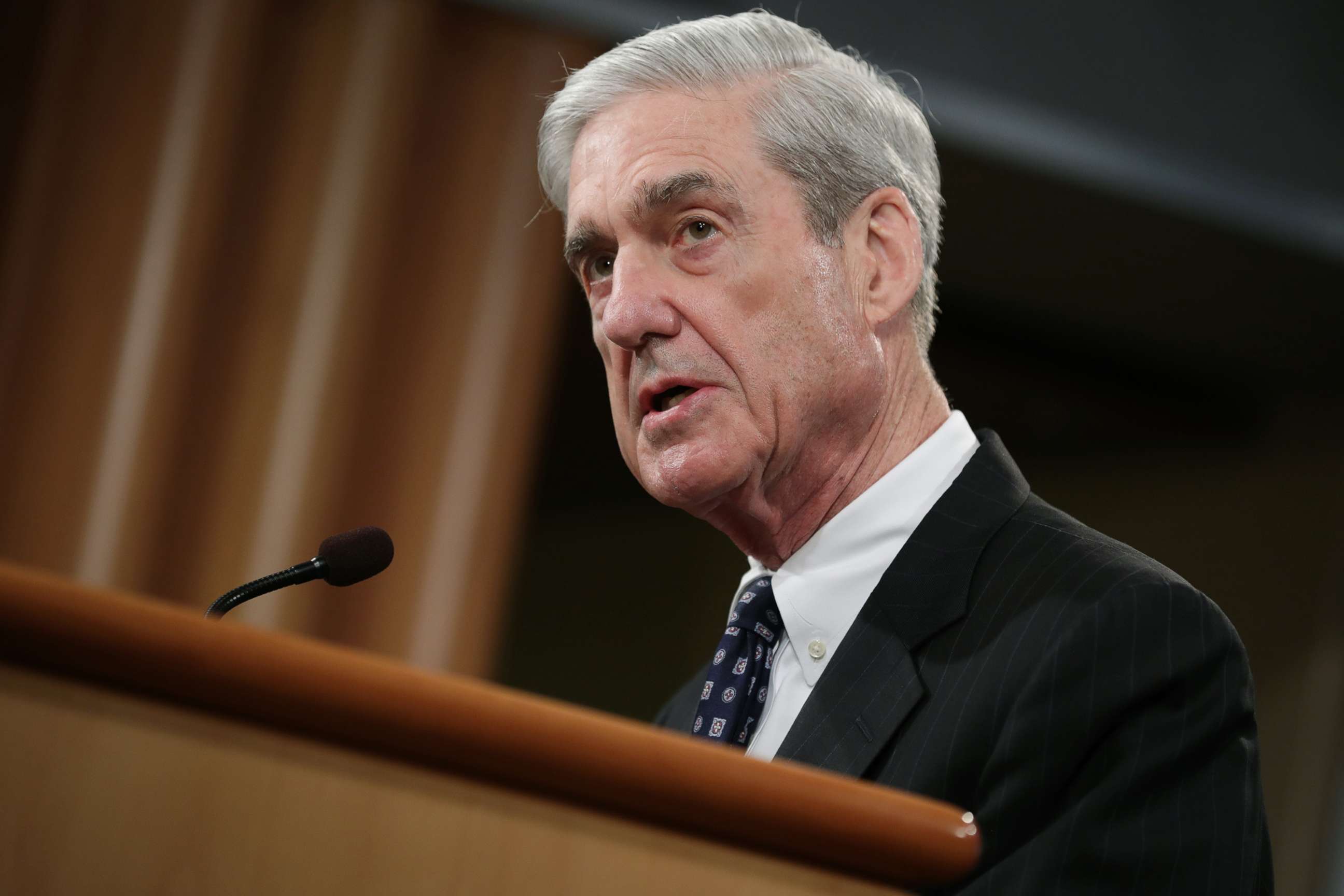 PHOTO: Special Counsel Robert Mueller makes a statement about the Russia investigation on May 29, 2019, at the Justice Department in Washington, D.C.