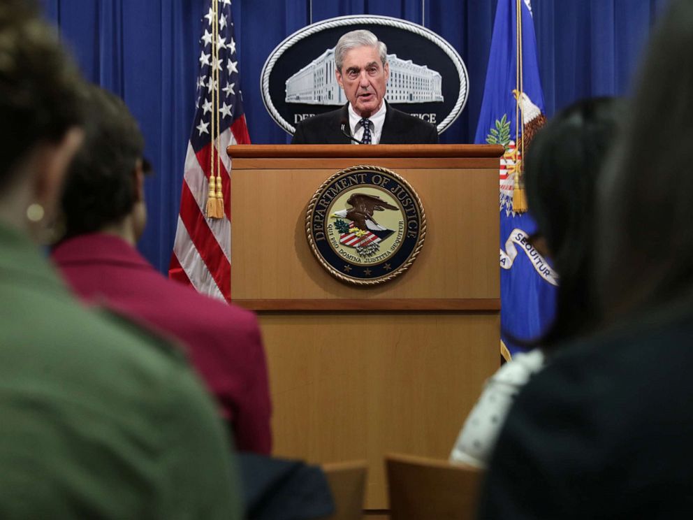 PHOTO: Special Counsel Robert Mueller makes a statement about the Russia investigation on May 29, 2019 at the Justice Department in Washington, D.C.