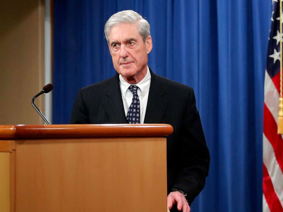 PHOTO: Special Advocate Robert Muller appears before the Department of Justice on May 29, 2019, in Washington, DC, about the investigation of Russia.