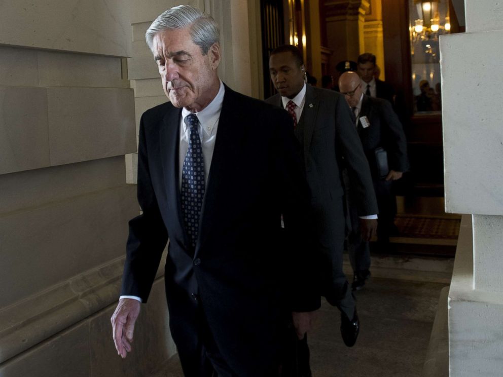 PHOTO: In this file photo taken on June 21, 2017, former FBI Director Robert Mueller, special counsel on the Russian investigation, leaves following a meeting with members of the US Senate Judiciary Committee at the US Capitol in Washington.