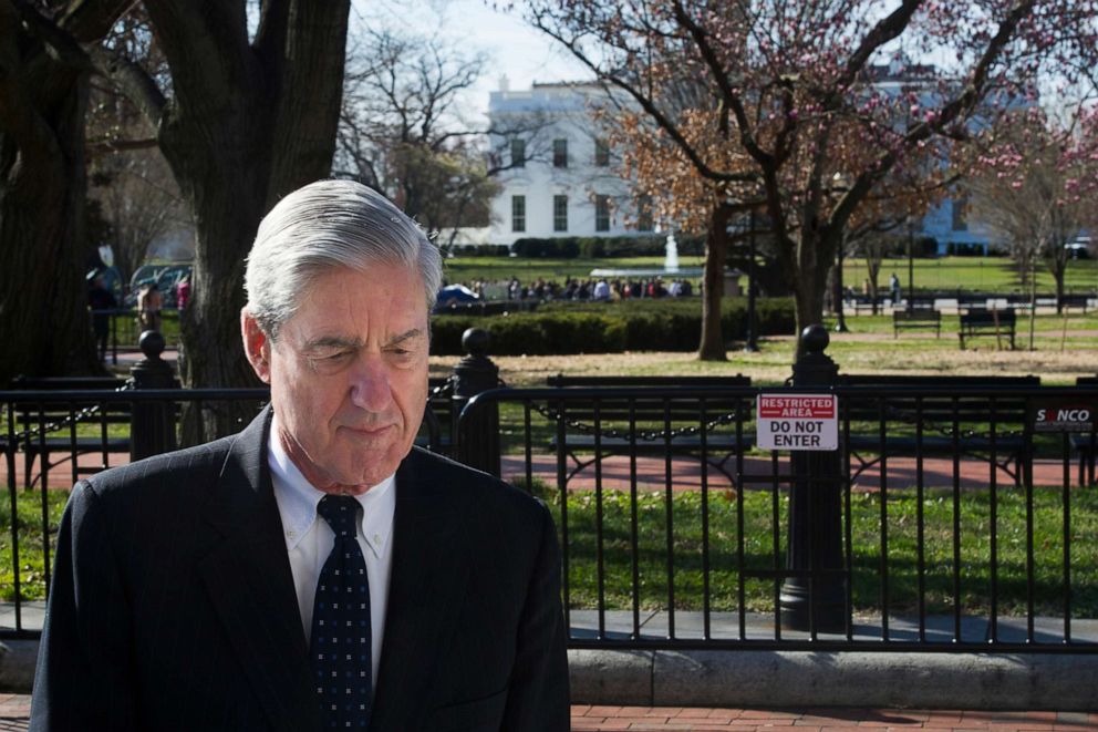 PHOTO: Special Counsel Robert Mueller walks past the White House after attending services at St. John's Episcopal Church, in Washington, March 24, 2019.