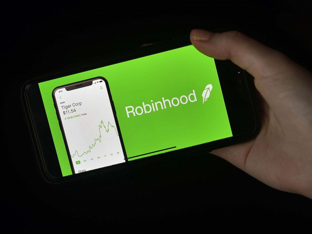PHOTO: This photo illustration shows the logo of trading application Robinhood on a mobile phone in Arlington, Va, Jan. 28, 2021. 