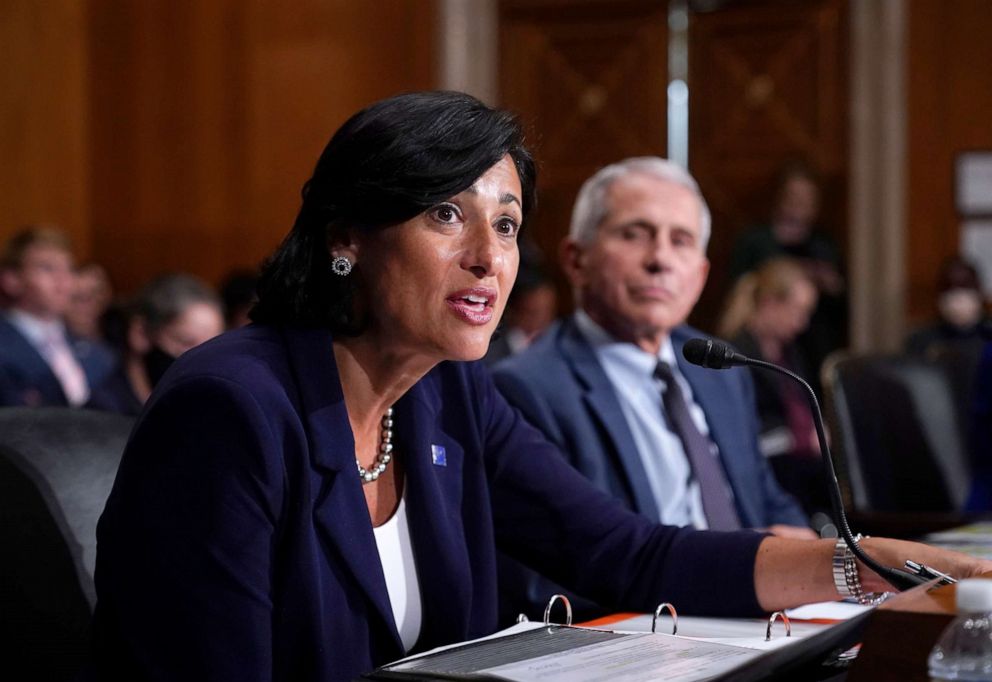 PHOTO: Dr. Rochelle Walensky, director of the Centers for Disease Control and Prevention, and top infectious disease expert Dr. Anthony Fauci testify before the Senate Health, Education, Labor, and Pensions Committee, July 20, 2021, in Washington, DC.