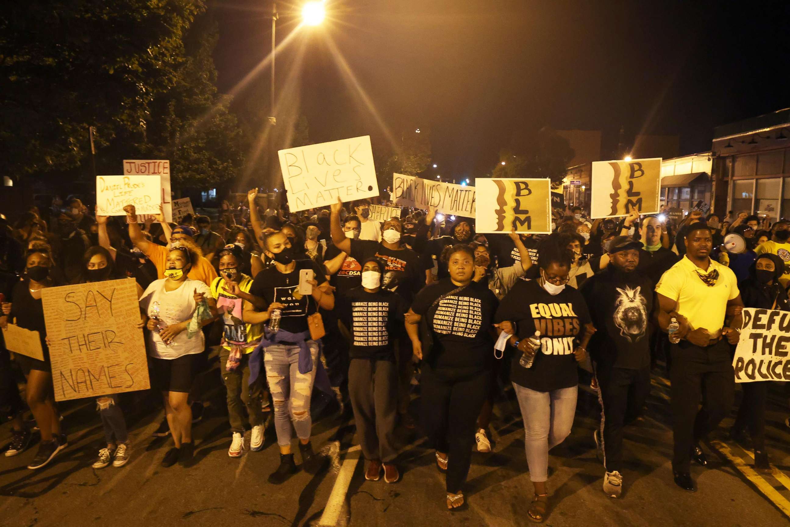 PHOTO: Demonstrators march in protest towards the Rochester Police Station on Sept. 03, 2020, in Rochester, NY.