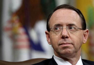 PHOTO: Deputy Attorney General Rod Rosenstein attends the Religious Liberty Summit at the Department of Justice, July 30, 2018, in Washington, DC.