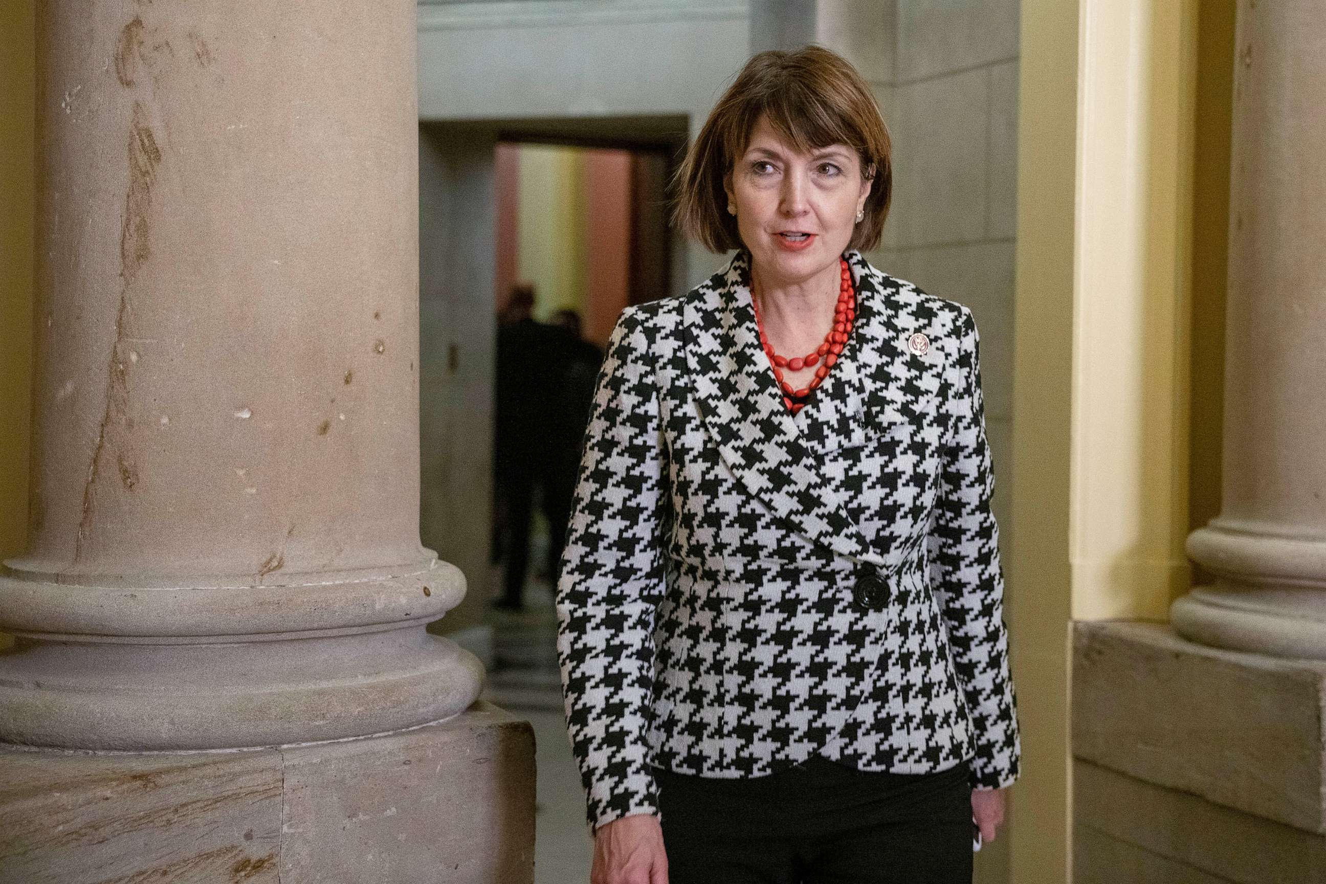 PHOTO: Rep. Cathy McMorris Rodgers, leaves the Speaker's office to walk to the House chamber, Jan. 6, 2023, to attend the 14th vote for speaker of the House, on Capitol Hill.