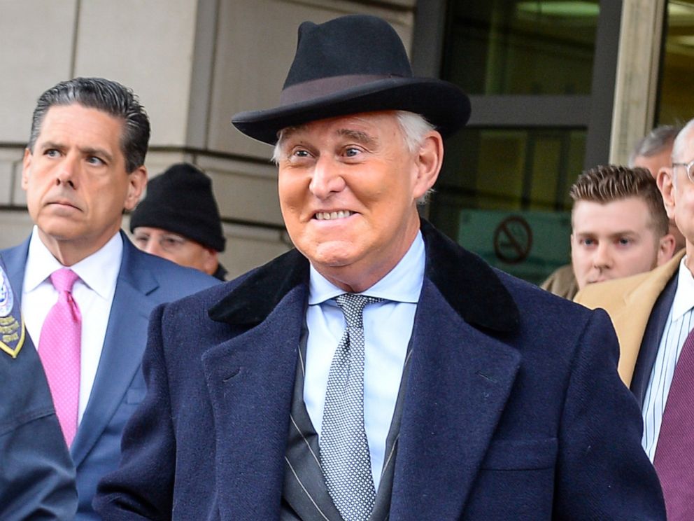 PHOTO: Former Trump campaign adviser Roger Stone departs following his sentencing hearing at U.S. District Court in Washington, Feb. 20, 2020.