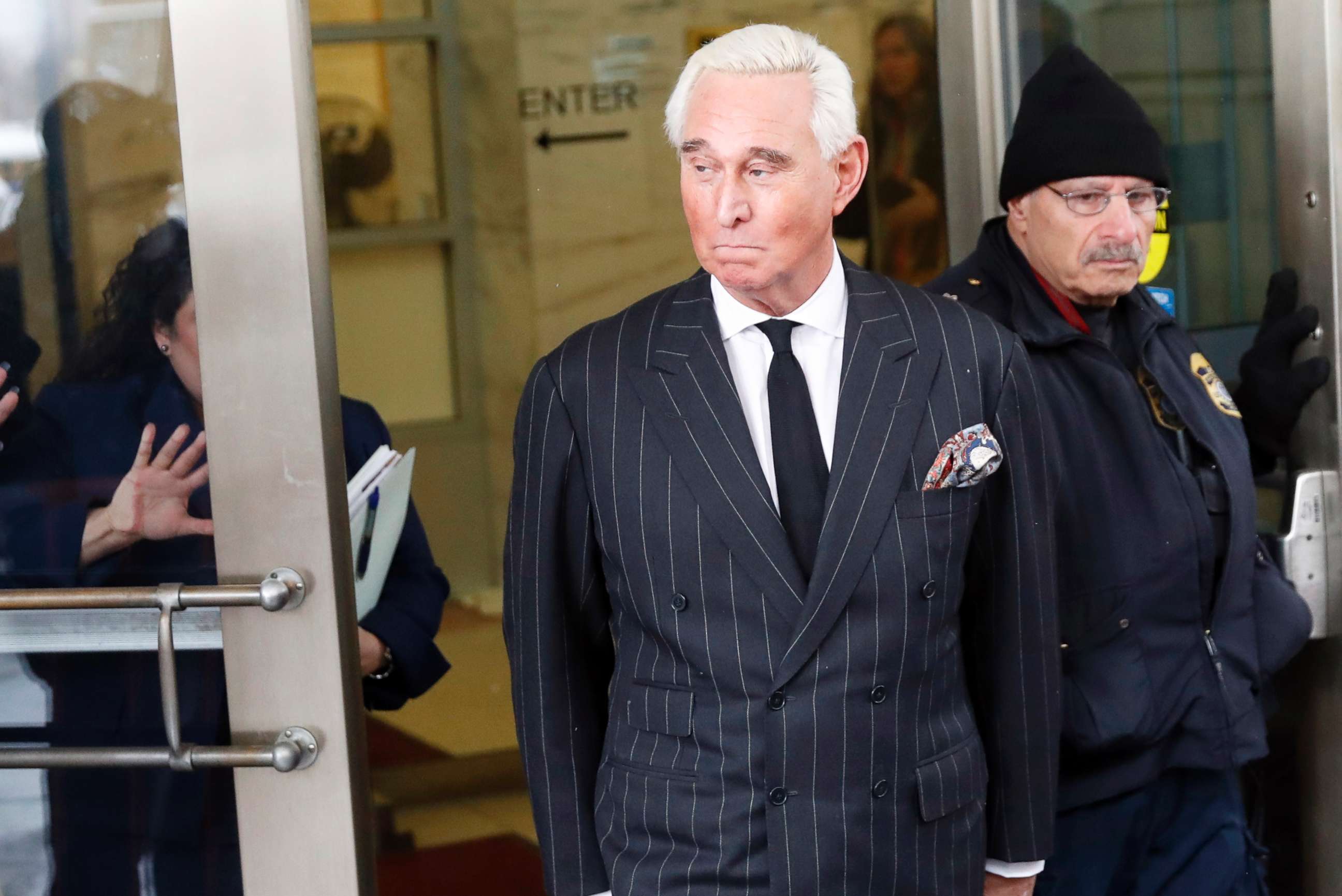 PHOTO: Former campaign adviser for President Donald Trump, Roger Stone, leaves federal court in Washington,D.C., Feb. 1, 2019. 