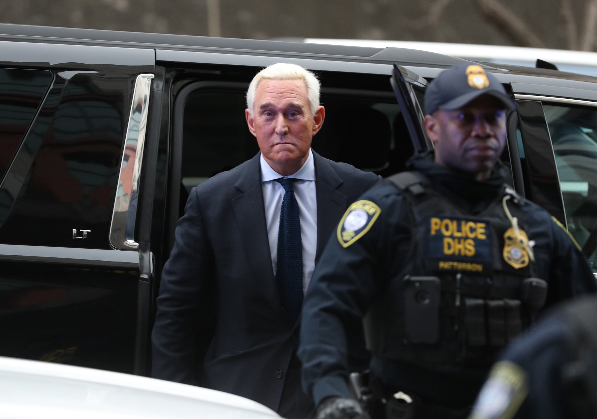 PHOTO: Former campaign adviser for President Donald Trump, Roger Stone arrives at Federal Court, Jan. 29, 2019, in Washington, D.C.