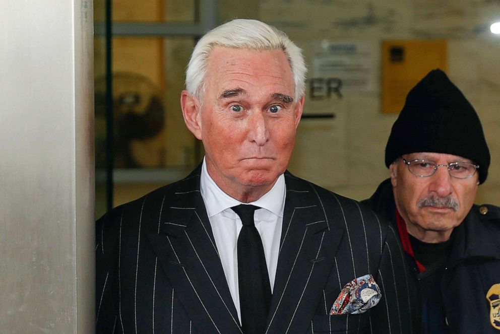 PHOTO: Former campaign adviser for President Donald Trump, Roger Stone, leaves federal court in Washington, D.C., Feb. 1, 2019.