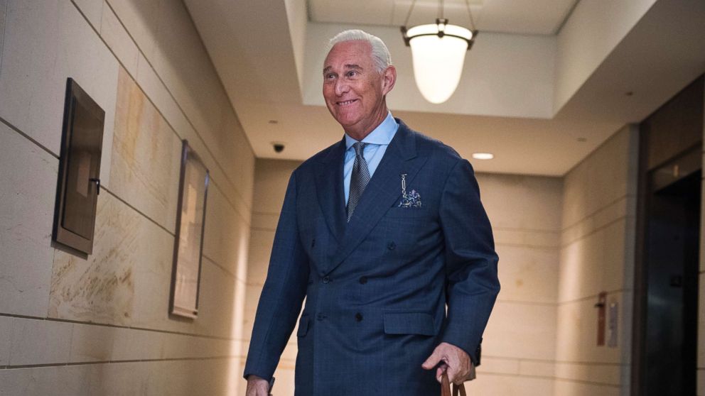 PHOTO: Roger Stone, advisor to President Trump, arrives in the Capitol to speak with the House Intelligence Committee on possible Russian interference in the 2016 election on Sept. 26, 2017.