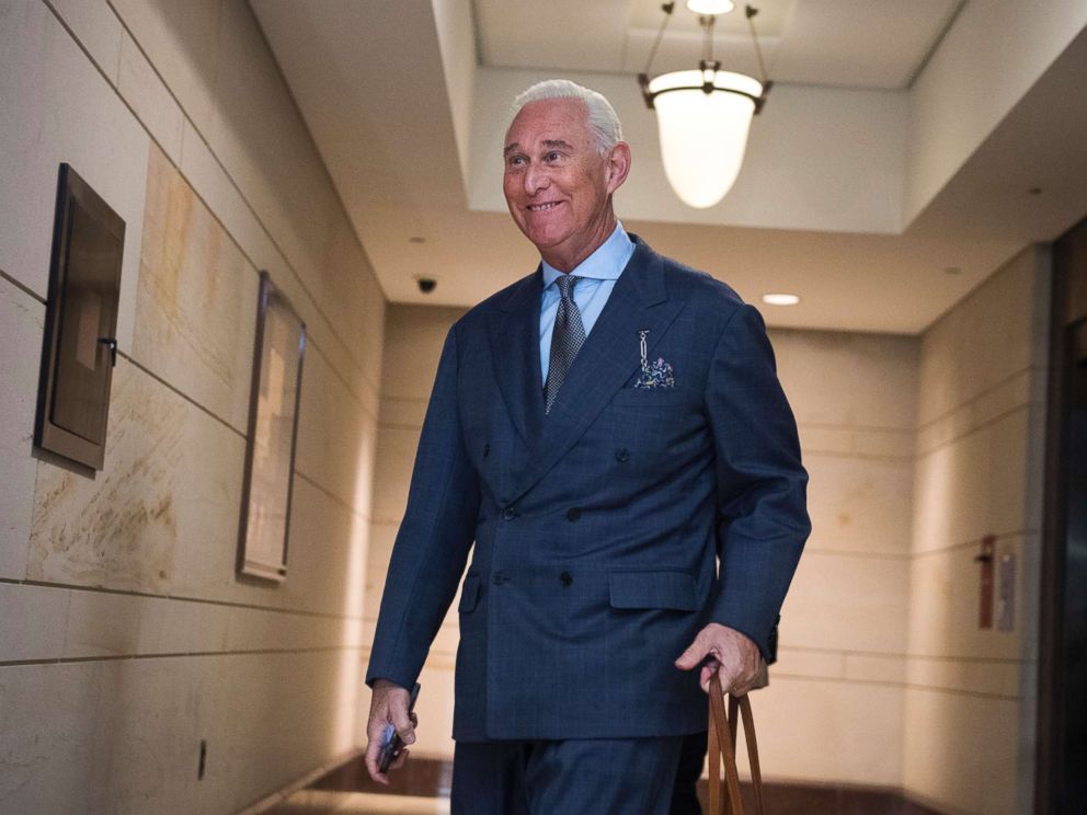 PHOTO: Roger Stone, advisor to President Trump, arrives in the Capitol to speak with the House Intelligence Committee on possible Russian interference in the 2016 election on Sept. 26, 2017.