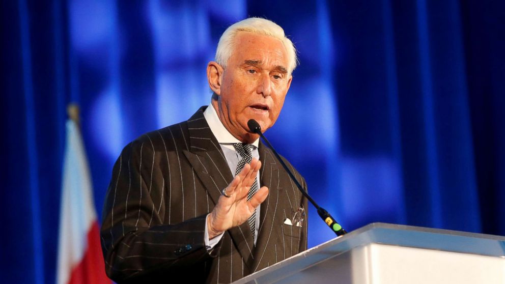 PHOTO: Political operative Roger Stone speaks at the American Priority conference in Washington D.C., in this Dec. 6, 2018 file photo.
