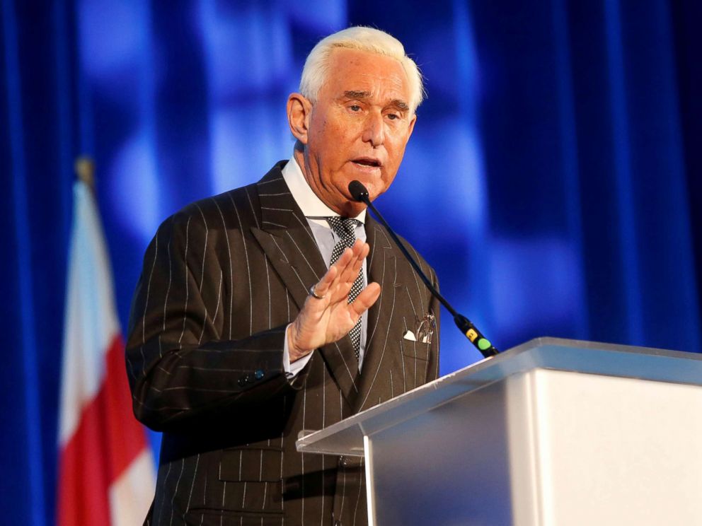 PHOTO: Political operative Roger Stone speaks at the American Priority conference in Washington D.C., in this Dec. 6, 2018 file photo.