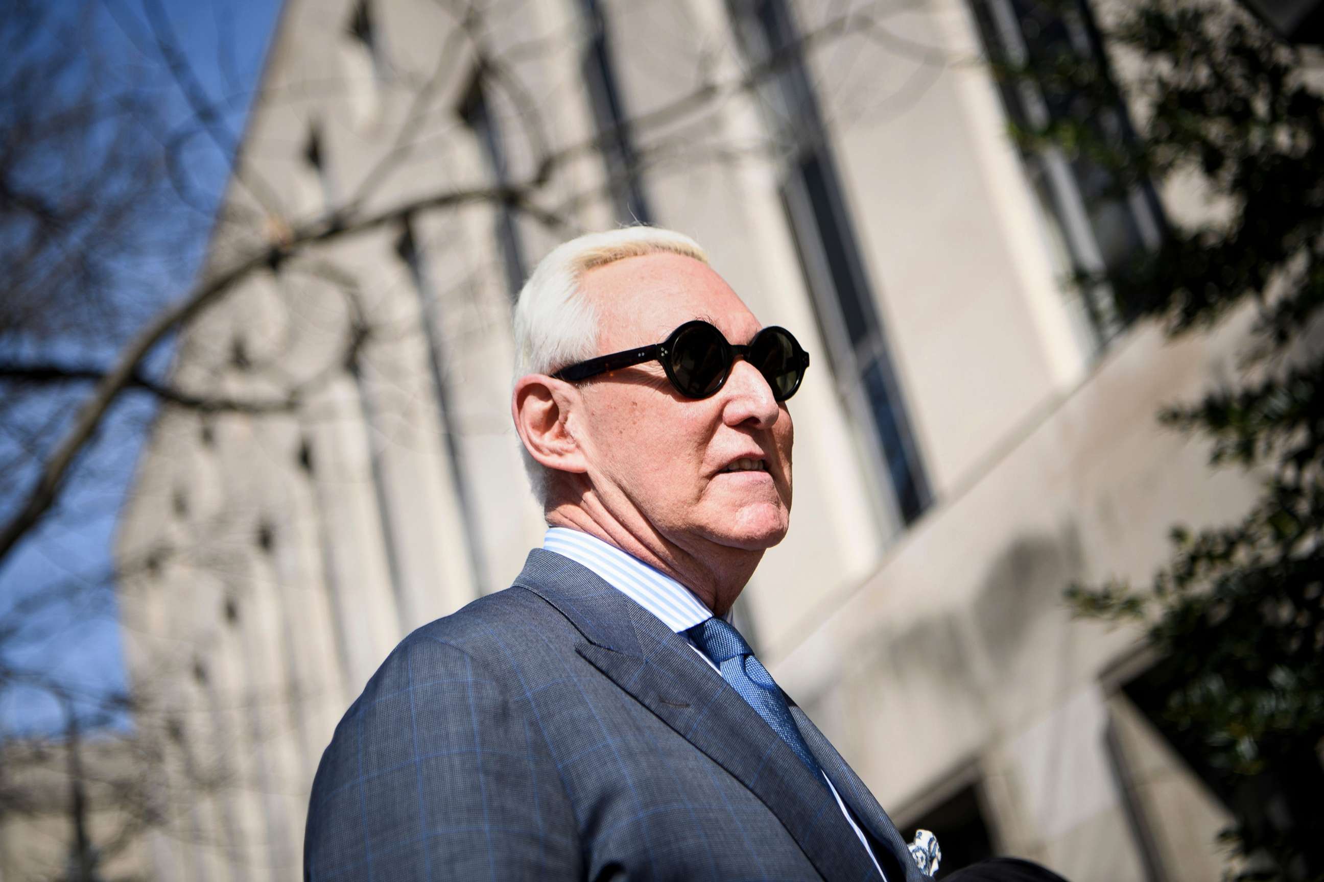 PHOTO: Former campaign advisor to President Donald Trump, Roger Stone, arrives at U.S. District Court, Feb. 21, 2019, in Washington, D.C.
